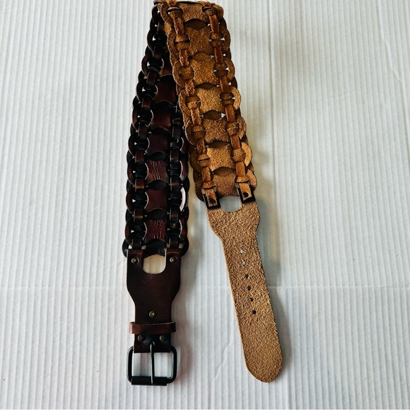 Motif 55 Size Medium Brown Leather Belt with Buckle